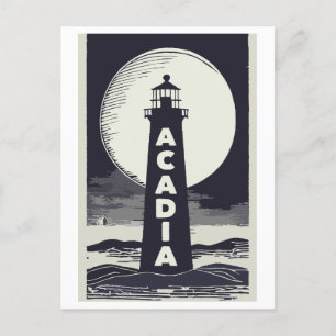 Carte Postale Lune phare du parc national Acadia