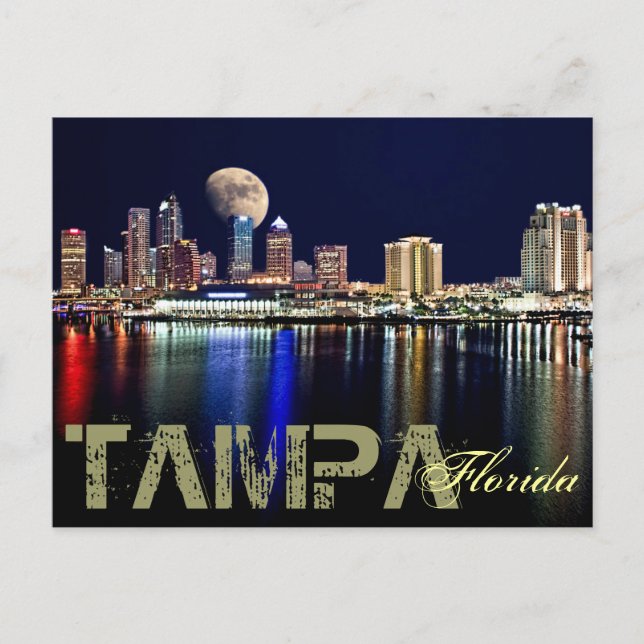 CARTE POSTALE LUNE SUR LA BAIE TAMPA ! (Devant)