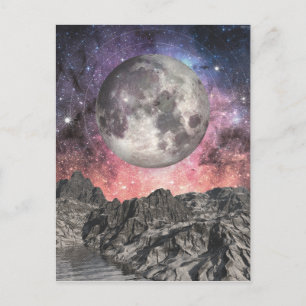 Carte Postale Lune sur le lac de montagne