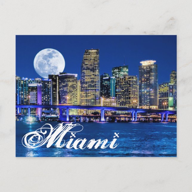 CARTE POSTALE LUNE SUR MIAMI. (Devant)