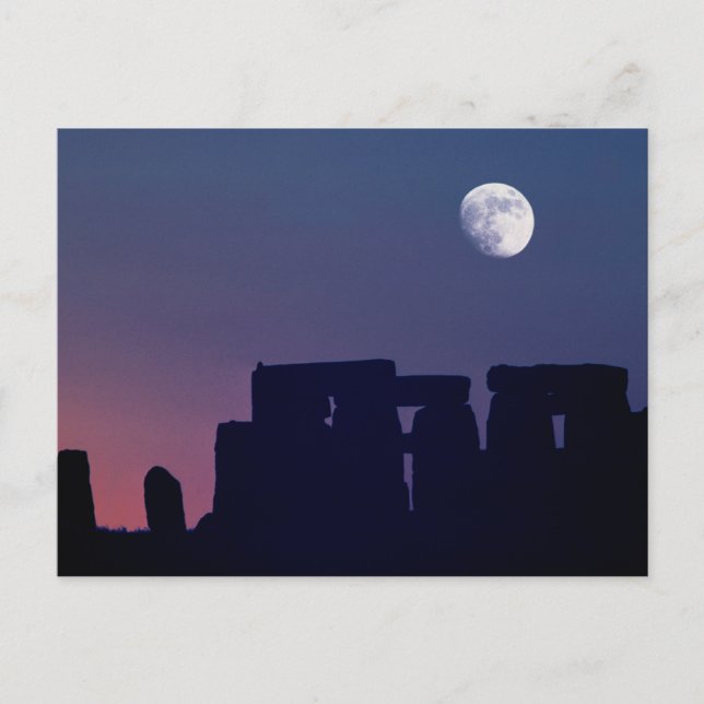 Carte Postale Lune sur Stonehenge | Wiltshire, Angleterre (Devant)