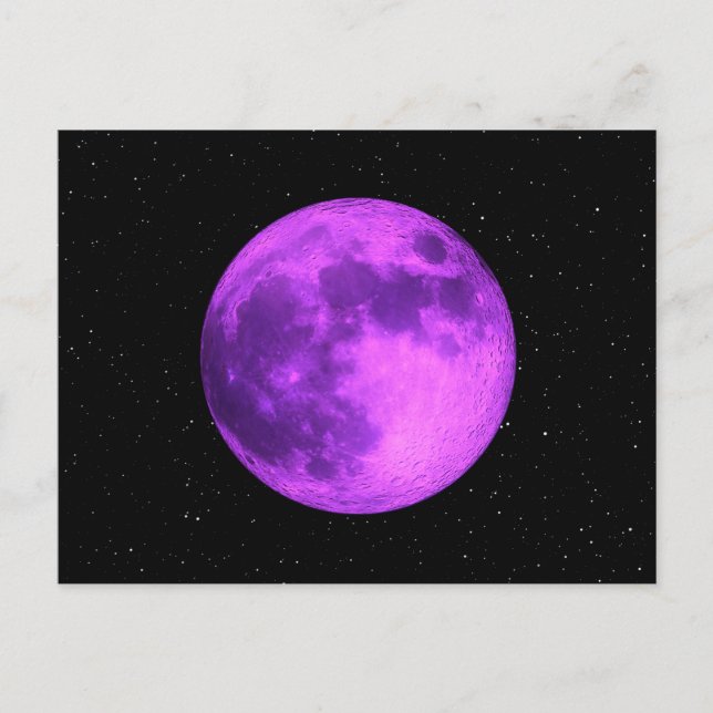 Carte Postale Lune violette -Étoiles spatiales- (Devant)