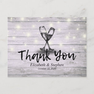 Carte Postale Lunettes de Champagne mariage Merci