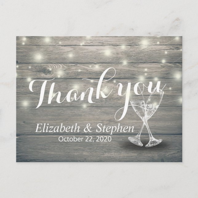 Carte Postale Lunettes de Champagne mariage Merci (Devant)