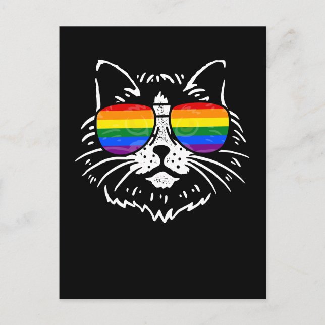 Carte Postale Lunettes de soleil arc-en-ciel de fierté LGBTQ Cha (Devant)