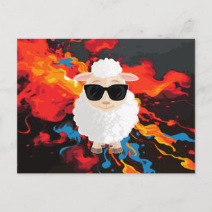 Carte Postale Lunettes de soleil Cool Sheep Peinture Éclaboussur