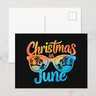 Carte Postale Lunettes de soleil Noël en juin Vacances d'été drô