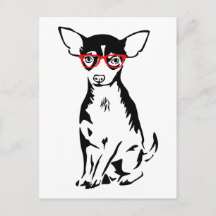 Carte Postale Lunettes rouges Hipster Chihuahua