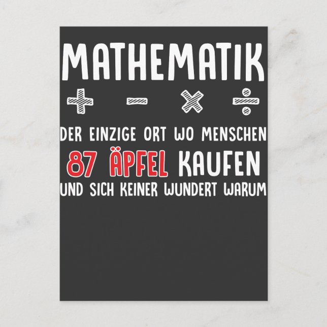 Carte Postale Lustiger Mathe Nerd Spruch Mathematik Schule (Devant)