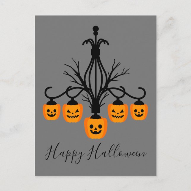 Carte Postale Lustre citrouille d'Halloween (Devant)