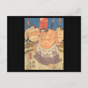 Carte Postale Lutteur Sumo Art Vintage J'adore le Sumo Japonais