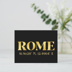 Carte Postale Lux Rome Latitude et Longitude en Or
