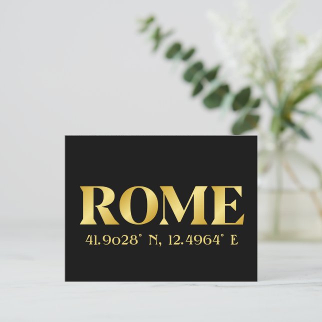 Carte Postale Lux Rome Latitude et Longitude en Or (Debout devant)
