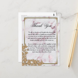 Carte Postale Luxe Mariage en marbre rose et perles