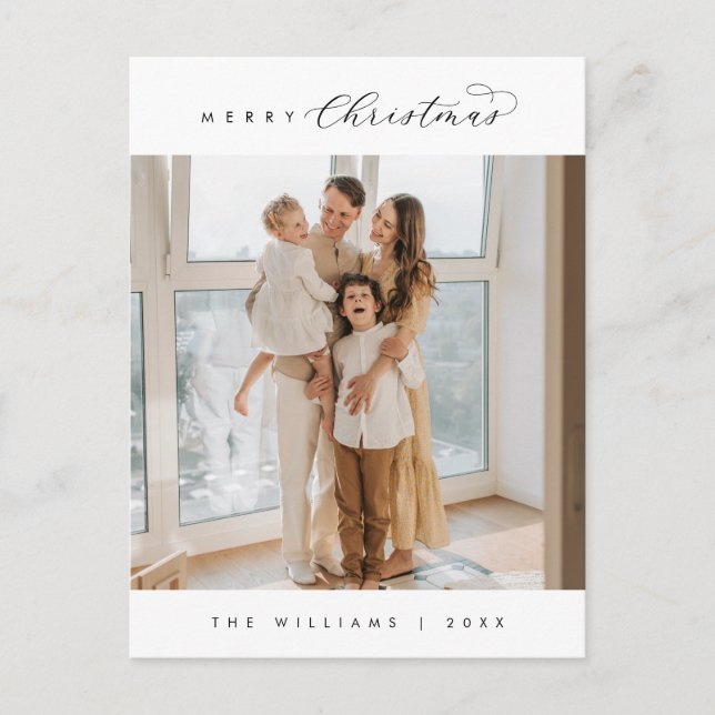 Carte Postale Luxe Moderne, Photo de Famille de Noël la Plus Joy (Devant)