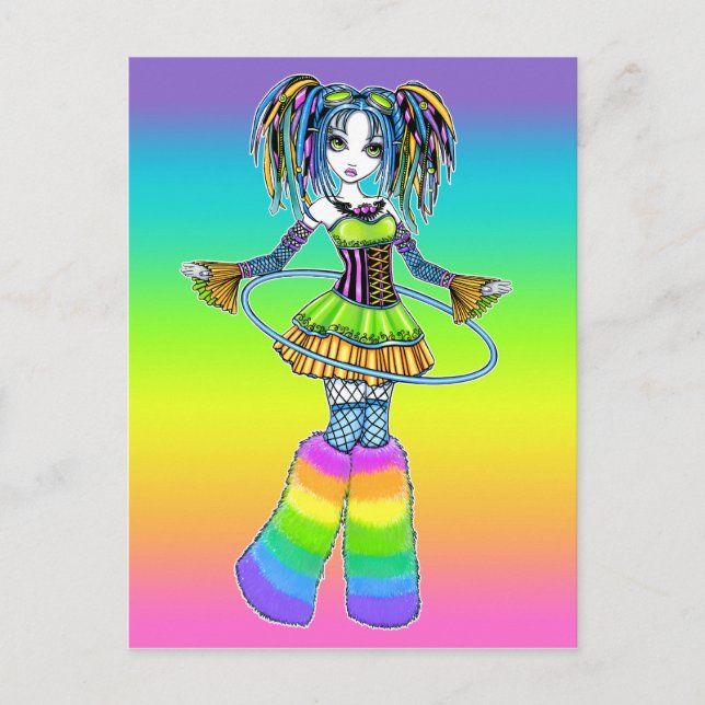 Carte postale "Luxie" Rainbow Cyber Goth Hula Hoop (Devant)