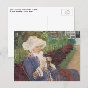 Carte Postale Lydia faisant du crochet dans le jardin à Marly, M