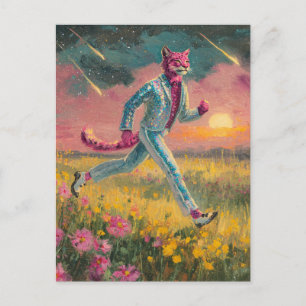 Carte Postale Lynx roux dans un costume argenté