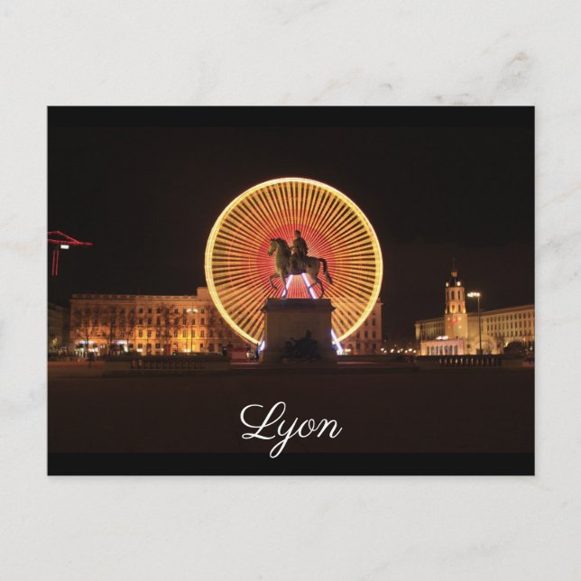 Carte Postale Lyon Bellecour nuit (Devant)