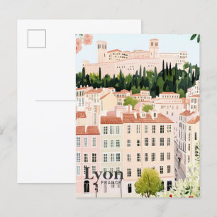 Carte Postale Lyon France Aquarelle Peinture Voyage