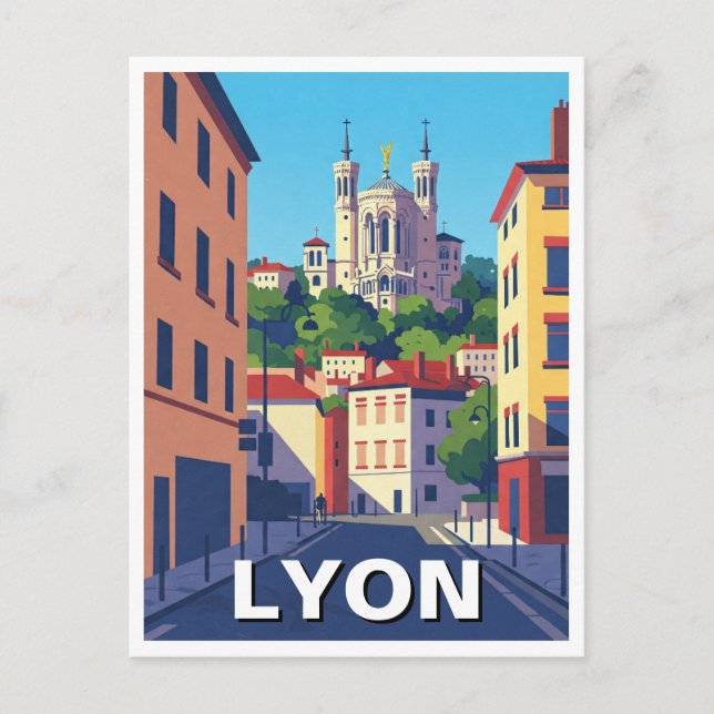 Carte Postale Lyon France Basilique Voyage Abstrait (Devant)