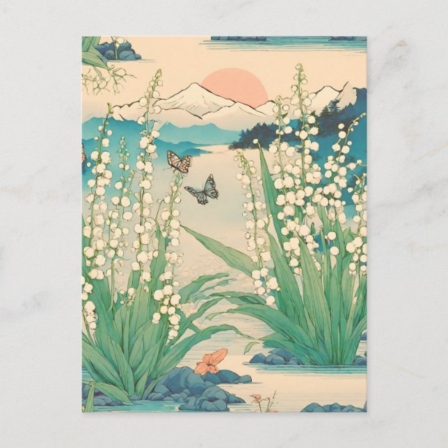 Carte Postale Lys japonais de la vallée Fleur du mois de naissan (Devant)