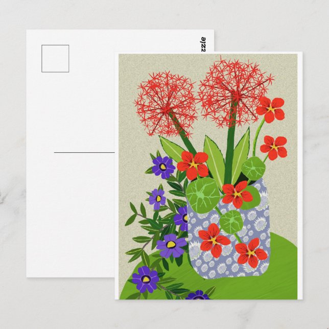 Carte Postale Lys sanguins, Surfinia et Nasturtium (Devant / Derrière)