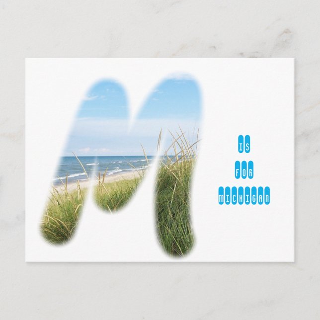 Carte Postale M est pour le Michigan (Devant)