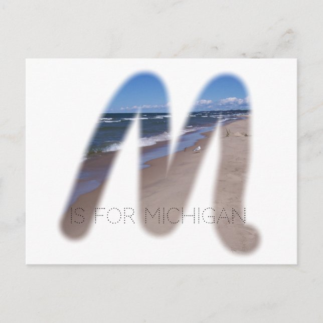 Carte Postale M est pour le Michigan (Devant)