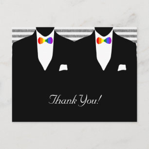 Carte Postale M. et M. Suit et Bow Cravate (Arc-en-ciel) Merci