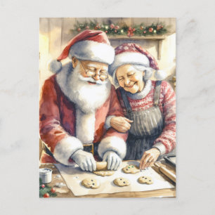 Carte Postale M. et Mme Claus Baking Cookies Custom Christmas