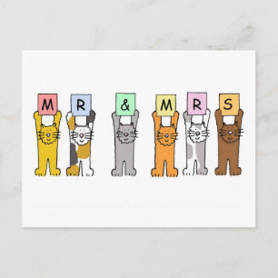 Carte Postale M. et Mme la Mariage Félicitations Chats mignons