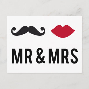 Carte Postale m. et mme. moustache et lèvres rouges