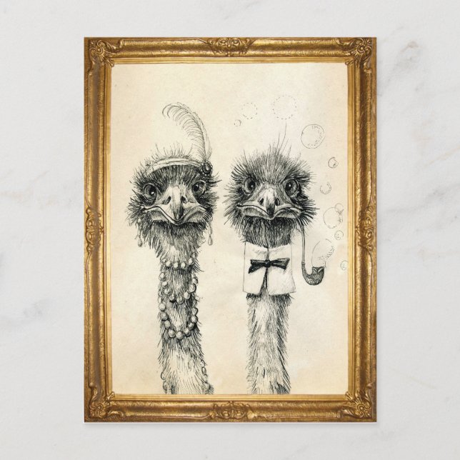 Carte Postale M. et Mme Ostrich encadrés (Devant)