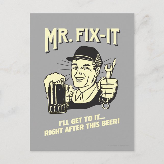 Carte Postale M. Fixit : Après cette bière (Devant)