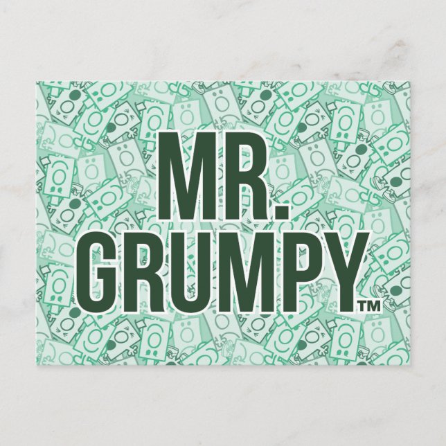 Carte Postale M. Grumpy | Nom vert et Motif de caractères (Devant)