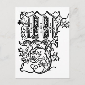 Carte Postale M - Lettre décorative M