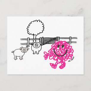 Carte Postale M. Messy et deux cochons