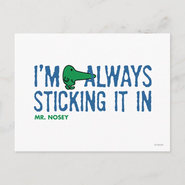 Carte Postale M. Nosey Nosing Autour | Lettres bleues (Devant)