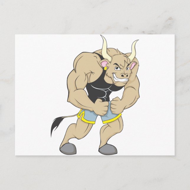 Carte Postale M. Strong Shirt | Cute Musculaire Mr Strong Ox Shi (Devant)