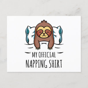 Carte Postale Ma chemise de sieste officielle avec Sloth couché