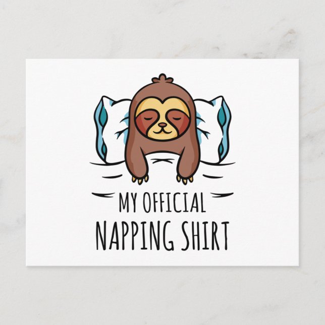 Carte Postale Ma chemise de sieste officielle avec Sloth couché (Devant)
