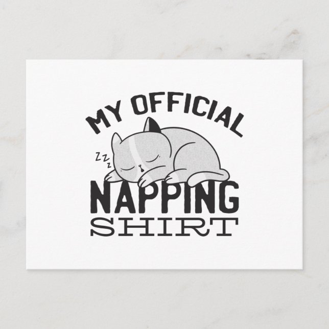 Carte Postale Ma chemise de sieste officielle - Chat en sommeil (Devant)