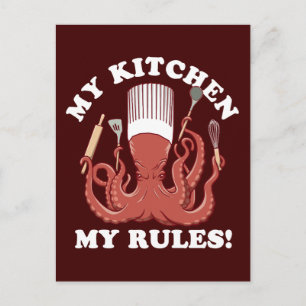 Carte Postale Ma cuisine Mes règles   Chef poulpe