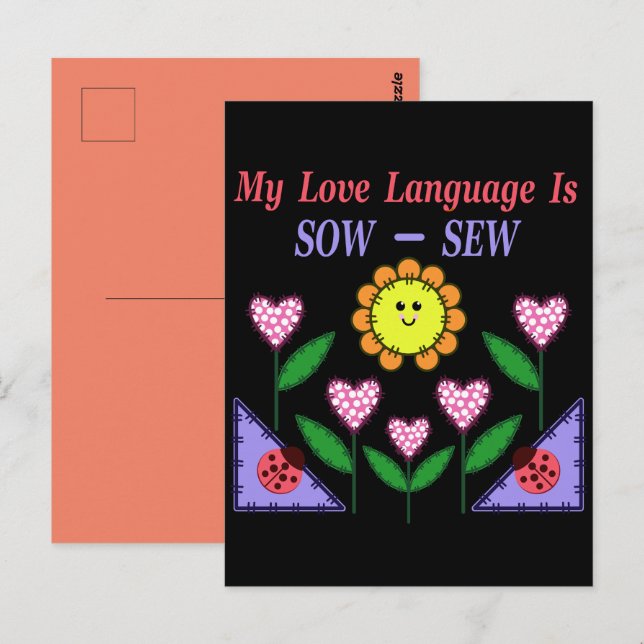 Carte Postale Ma Langue D'Amour Est Douce - Coudre (Devant / Derrière)