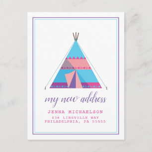 Carte Postale Ma nouvelle adresse Maison Pastel Teepee