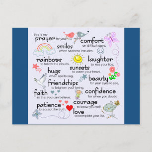 Carte Postale Ma Prière Pour Vous Bleu classique