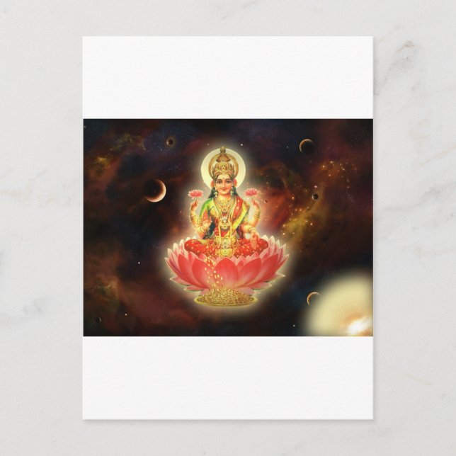 Carte Postale Maa Maha Lakshmi Devi Laxmi Déesse de la richesse (Devant)