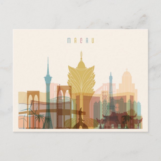 Carte Postale Macao, Chine | Ville Skyline (Devant)