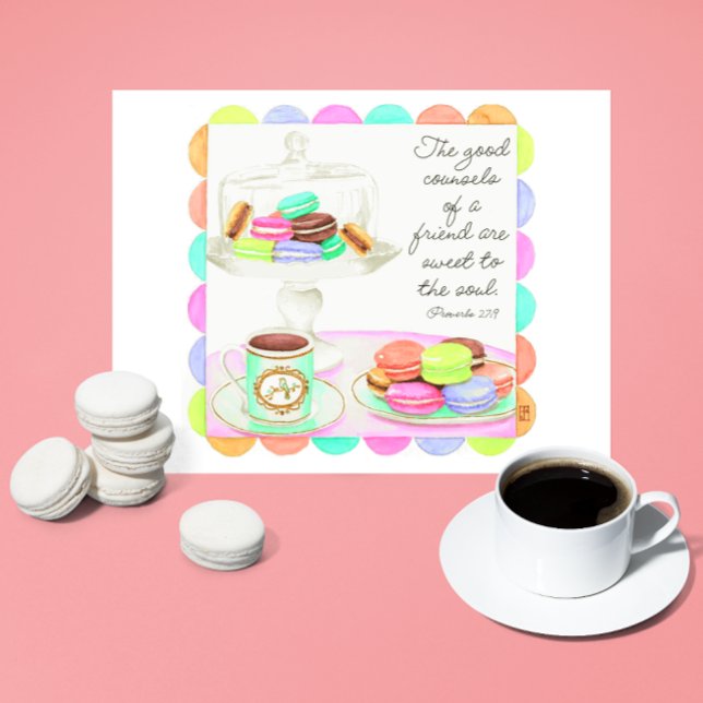 Carte Postale Macarons colorés doux ami Inspirationnel (Créateur téléchargé)